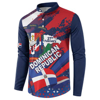 Dominican Republic Independence Day Button Sweatshirt 27th February Coat Of Arms Grunge Texture