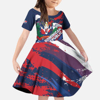 Dominican Republic Independence Day Family Matching Summer Maxi Dress and Hawaiian Shirt 27th February Coat Of Arms Grunge Texture