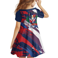 Dominican Republic Independence Day Family Matching Summer Maxi Dress and Hawaiian Shirt 27th February Coat Of Arms Grunge Texture