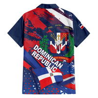 Dominican Republic Independence Day Family Matching Summer Maxi Dress and Hawaiian Shirt 27th February Coat Of Arms Grunge Texture