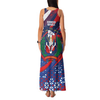 Dominican Republic Independence Day Family Matching Tank Maxi Dress and Hawaiian Shirt 27th February Coat Of Arms Grunge Texture