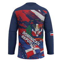 Dominican Republic Independence Day Hockey Jersey 27th February Coat Of Arms Grunge Texture