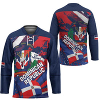 Dominican Republic Independence Day Hockey Jersey 27th February Coat Of Arms Grunge Texture