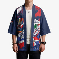 Dominican Republic Independence Day Kimono 27th February Coat Of Arms Grunge Texture