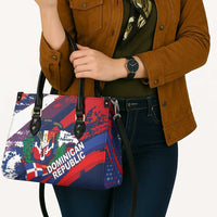 Dominican Republic Independence Day Leather Bag 27th February Coat Of Arms Grunge Texture