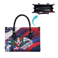 Dominican Republic Independence Day Leather Bag 27th February Coat Of Arms Grunge Texture
