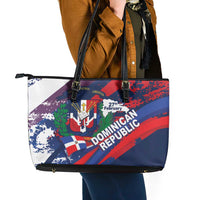 Dominican Republic Independence Day Leather Tote Bag 27th February Coat Of Arms Grunge Texture
