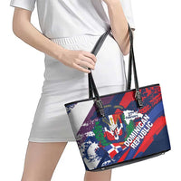 Dominican Republic Independence Day Leather Tote Bag 27th February Coat Of Arms Grunge Texture