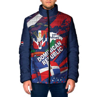 Dominican Republic Independence Day Padded Jacket 27th February Coat Of Arms Grunge Texture