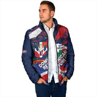Dominican Republic Independence Day Padded Jacket 27th February Coat Of Arms Grunge Texture