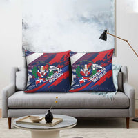Dominican Republic Independence Day Pillow Cover 27th February Coat Of Arms Grunge Texture