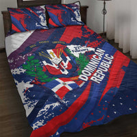 Dominican Republic Independence Day Quilt Bed Set 27th February Coat Of Arms Grunge Texture