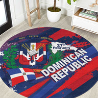 Dominican Republic Independence Day Round Carpet 27th February Coat Of Arms Grunge Texture