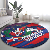 Dominican Republic Independence Day Round Carpet 27th February Coat Of Arms Grunge Texture