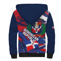 Dominican Republic Independence Day Sherpa Hoodie 27th February Coat Of Arms Grunge Texture