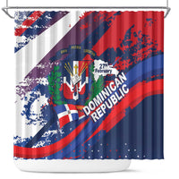 Dominican Republic Independence Day Shower Curtain 27th February Coat Of Arms Grunge Texture