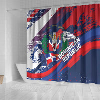 Dominican Republic Independence Day Shower Curtain 27th February Coat Of Arms Grunge Texture