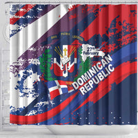 Dominican Republic Independence Day Shower Curtain 27th February Coat Of Arms Grunge Texture