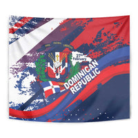 Dominican Republic Independence Day Tapestry 27th February Coat Of Arms Grunge Texture