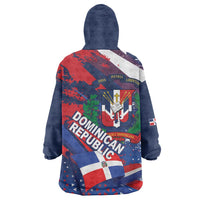 Dominican Republic Independence Day Wearable Blanket Hoodie 27th February Coat Of Arms Grunge Texture