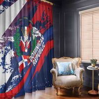 Dominican Republic Independence Day Window Curtain 27th February Coat Of Arms Grunge Texture