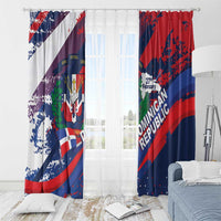 Dominican Republic Independence Day Window Curtain 27th February Coat Of Arms Grunge Texture