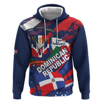 Dominican Republic Independence Day Zip Hoodie 27th February Coat Of Arms Grunge Texture