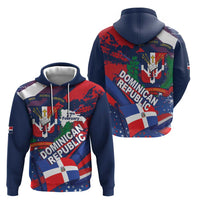 Dominican Republic Independence Day Zip Hoodie 27th February Coat Of Arms Grunge Texture