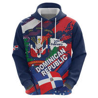 Dominican Republic Independence Day Zip Hoodie 27th February Coat Of Arms Grunge Texture