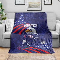 Custom USA Ice Hockey Blanket United States Eagle Mascot