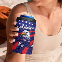 Custom USA Ice Hockey 4 in 1 Can Cooler Tumbler United States Eagle Mascot