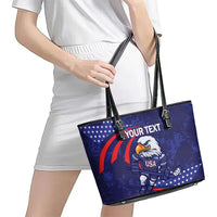 Custom USA Ice Hockey Leather Tote Bag United States Eagle Mascot