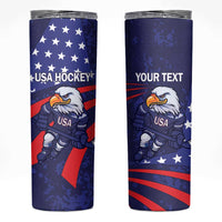 Custom USA Ice Hockey Skinny Tumbler United States Eagle Mascot