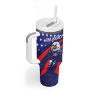 Custom USA Ice Hockey Tumbler With Handle United States Eagle Mascot