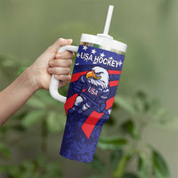 Custom USA Ice Hockey Tumbler With Handle United States Eagle Mascot