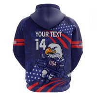 Custom USA Ice Hockey Zip Hoodie United States Eagle Mascot