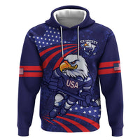 Custom USA Ice Hockey Zip Hoodie United States Eagle Mascot