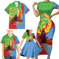 Personalised Eritrea Independence Day Family Matching Short Sleeve Bodycon Dress and Hawaiian Shirt Shida Shoes One People One Heart