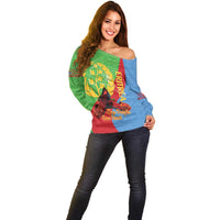 Personalised Eritrea Independence Day Off Shoulder Sweater Shida Shoes One People One Heart