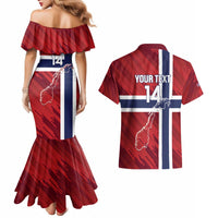 Custom Norway Football Couples Matching Mermaid Dress and Hawaiian Shirt Come On Kongeriket Norge