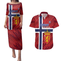 Custom Norway Football Couples Matching Puletasi and Hawaiian Shirt Come On Kongeriket Norge