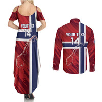 Custom Norway Football Couples Matching Summer Maxi Dress and Long Sleeve Button Shirt Come On Kongeriket Norge
