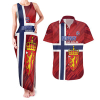 Custom Norway Football Couples Matching Tank Maxi Dress and Hawaiian Shirt Come On Kongeriket Norge