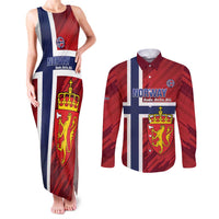 Custom Norway Football Couples Matching Tank Maxi Dress and Long Sleeve Button Shirt Come On Kongeriket Norge