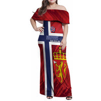 Custom Norway Football Family Matching Off Shoulder Maxi Dress and Hawaiian Shirt Come On Kongeriket Norge