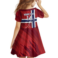 Custom Norway Football Family Matching Off Shoulder Short Dress and Hawaiian Shirt Come On Kongeriket Norge