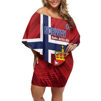 Custom Norway Football Family Matching Off Shoulder Short Dress and Hawaiian Shirt Come On Kongeriket Norge
