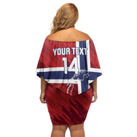 Custom Norway Football Family Matching Off Shoulder Short Dress and Hawaiian Shirt Come On Kongeriket Norge