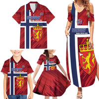 Custom Norway Football Family Matching Summer Maxi Dress and Hawaiian Shirt Come On Kongeriket Norge