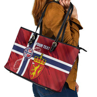 Custom Norway Football Leather Tote Bag Come On Kongeriket Norge